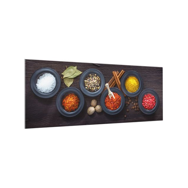 Panel antisalpicaduras cocina efecto madera Black Bowls with Spices