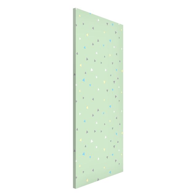 Decoración infantil pared Colourful Drawn Pastel Triangles On Green