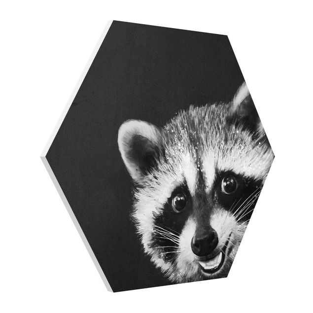 Cuadros modernos Illustration Racoon Black And White Painting