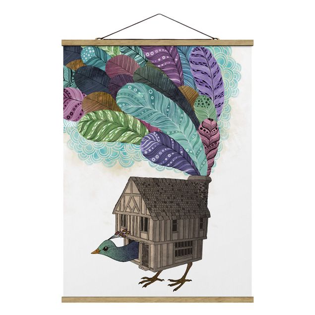 Cuadros modernos Illustration Birdhouse With Feathers