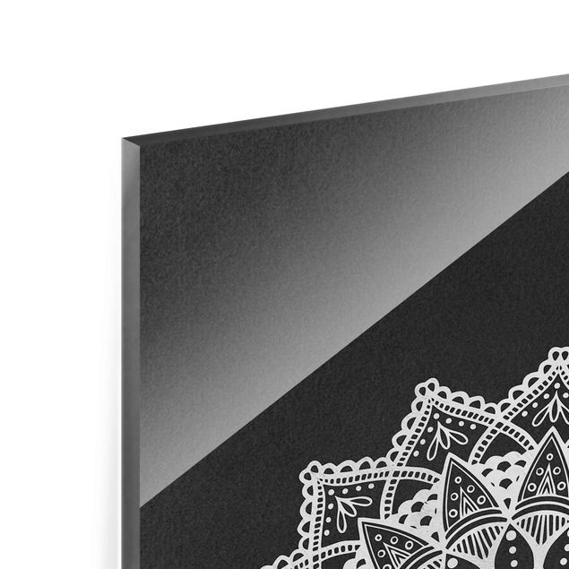 Tableros magnéticos de vidrio Mandala Illustration Ornament White Black