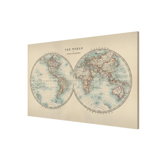 Tableros magnéticos frases Vintage World Map The Two Hemispheres