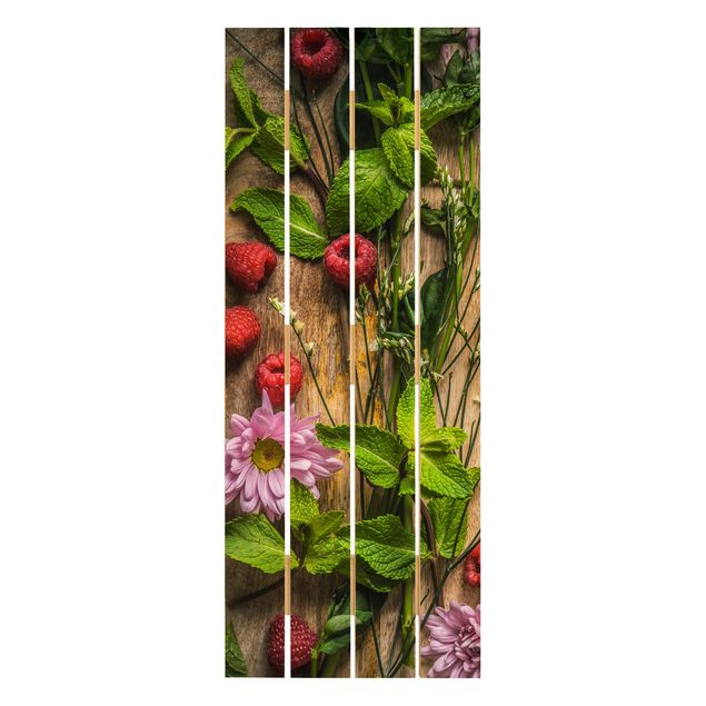Cuadros en madera Flowers Raspberries Mint