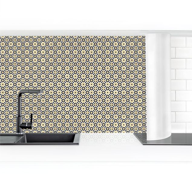 revestimiento pared cocina Oriental Patterns With Golden Flowers