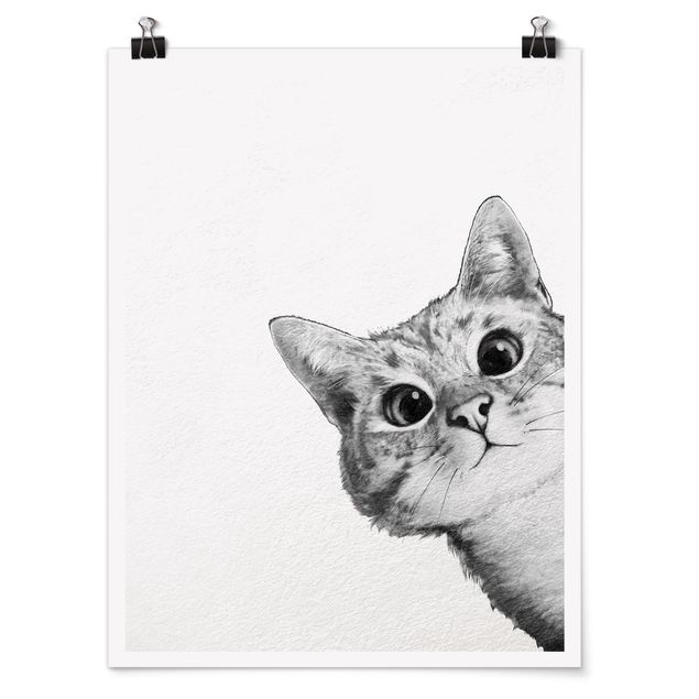 Pósters en blanco y negro Illustration Cat Drawing Black And White