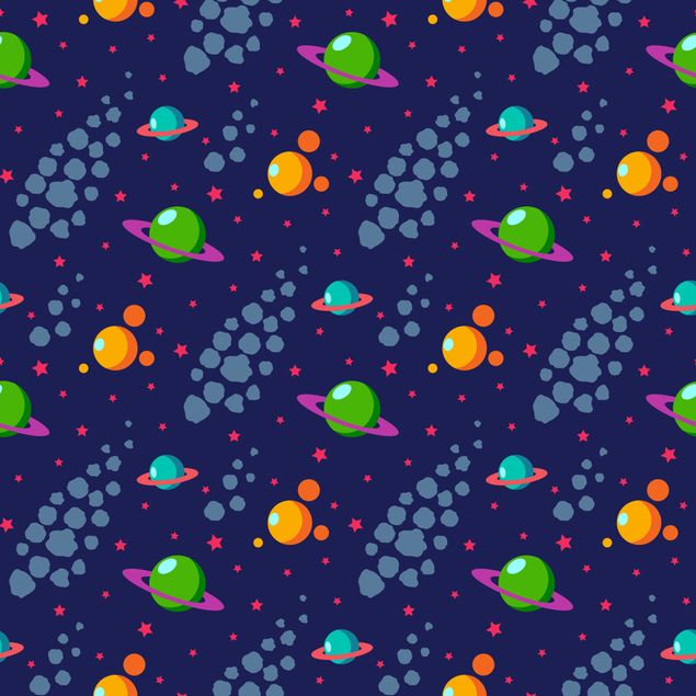 Papel para forrar muebles Space Children Pattern With Planets And Stars