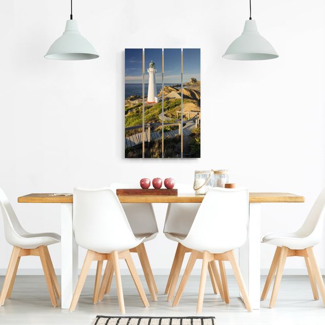 Cuadros de madera playas Castle Point Lighthouse New Zealand