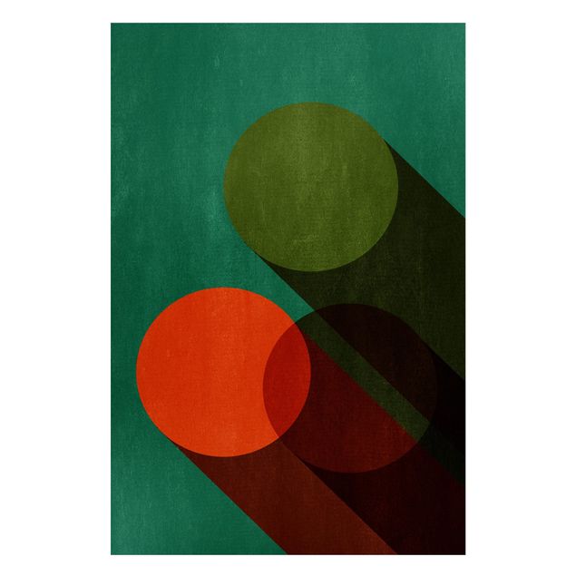 Reproducciónes de cuadros Abstract Shapes - Circles In Green And Red