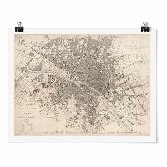 Póster mapamundi grande Vintage Map Paris