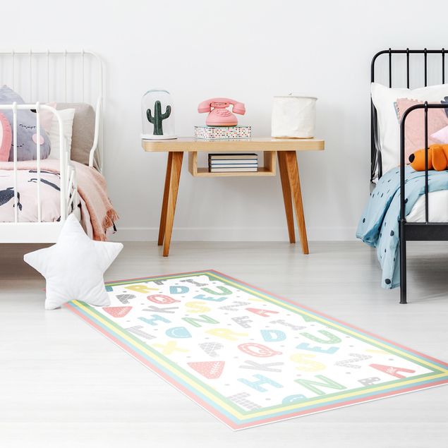 Decoración habitacion bebé Alphabet In Pastel Colours With Frame