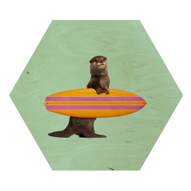 Cuadros decorativos Otter With Surfboard