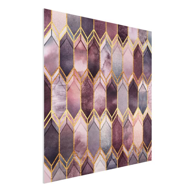 Reproducciónes de cuadros Stained Glass Geometric Rose Gold