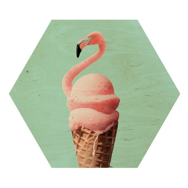 Cuadros hexagonales Ice Cream Cone With Flamingo