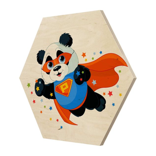 Hexagon Bild Holz - Super Panda