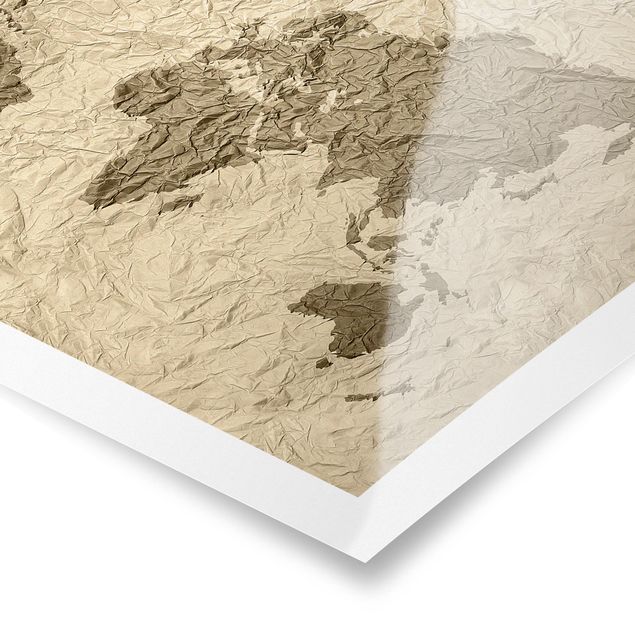 Cuadros Paper World Map Beige Brown