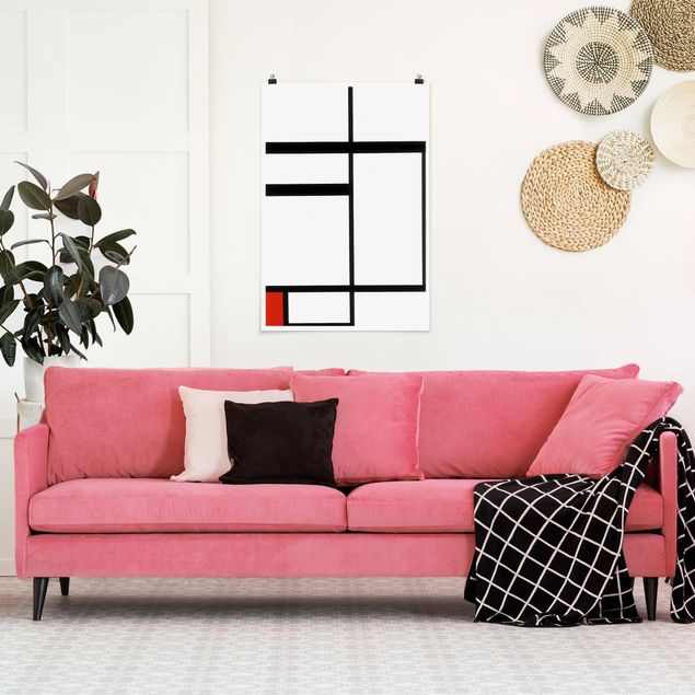 Decoración de cocinas Piet Mondrian - Composition with Red, Black and White