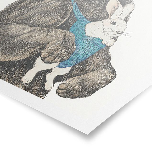 Láminas de cuadros famosos Illustration Bear And Bunny Baby
