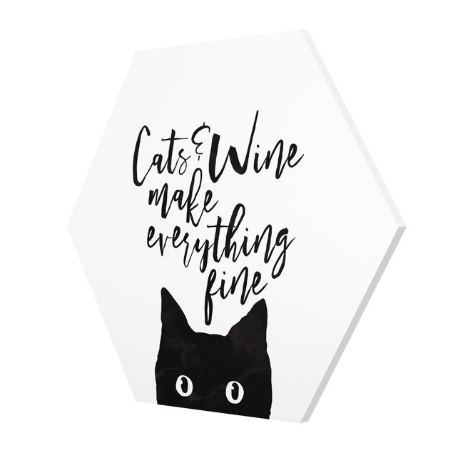 Cuadros en blanco y negro Cats And Wine make Everything Fine