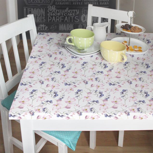 Papel adhesivo para muebles patrones Very Bright Watercolour Floral Pattern Rose Blue-Violet