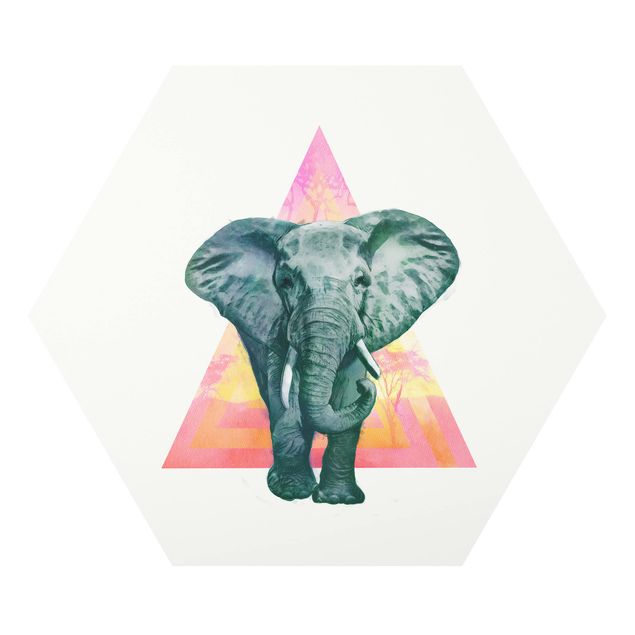 Cuadros infantiles animales Illustration Elephant Front Triangle Painting