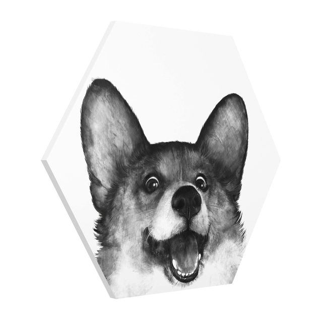 Cuadros decorativos modernos Illustration Dog Corgi Black And White Painting