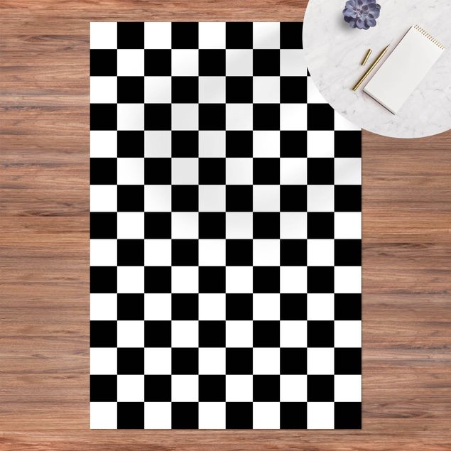 Alfombra balcón Geometrical Pattern Chessboard Black And White