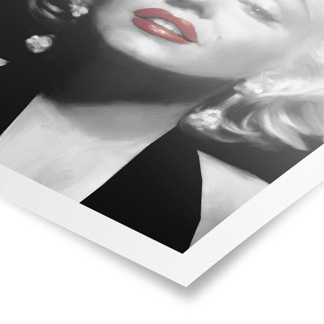 Cuadros en blanco y negro Marilyn With Red Lips