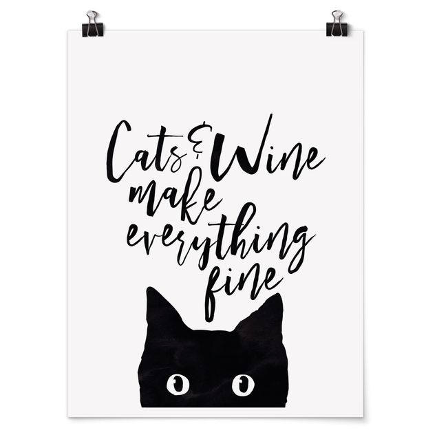 Láminas frases Cats And Wine make Everything Fine
