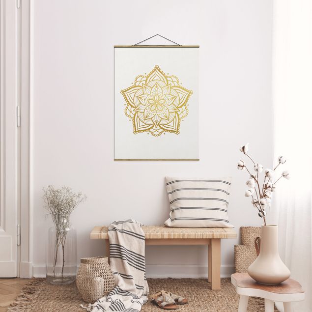 Cuadros de patrones Mandala Flower Sun Illustration Set Gold