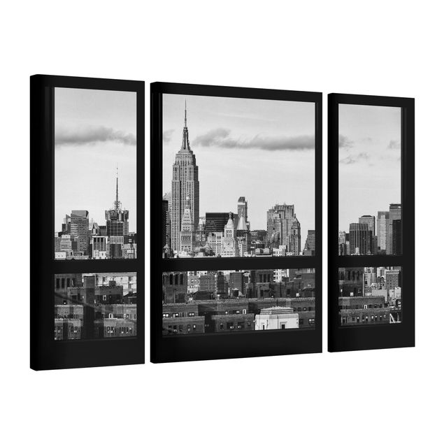 Lienzos ciudades del mundo Windows Overlooking New York Skyline Black And White