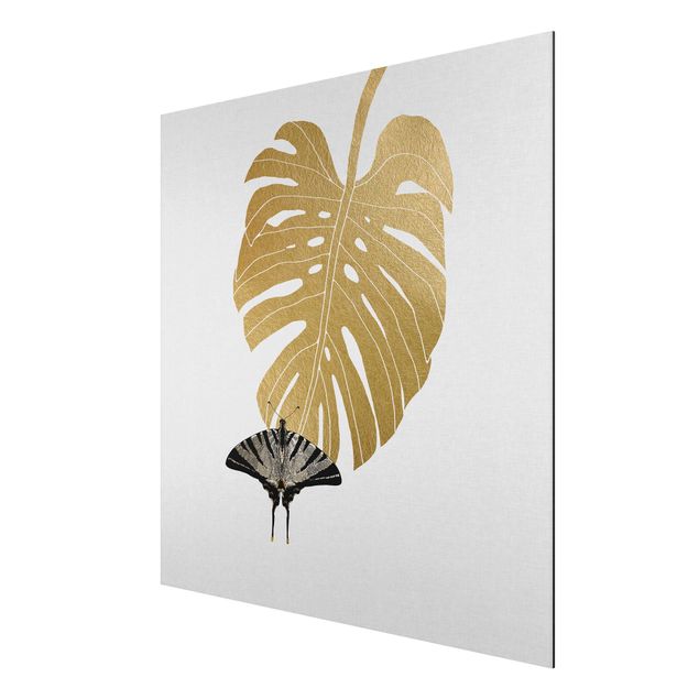 Cuadros plantas Golden Monstera With Butterfly