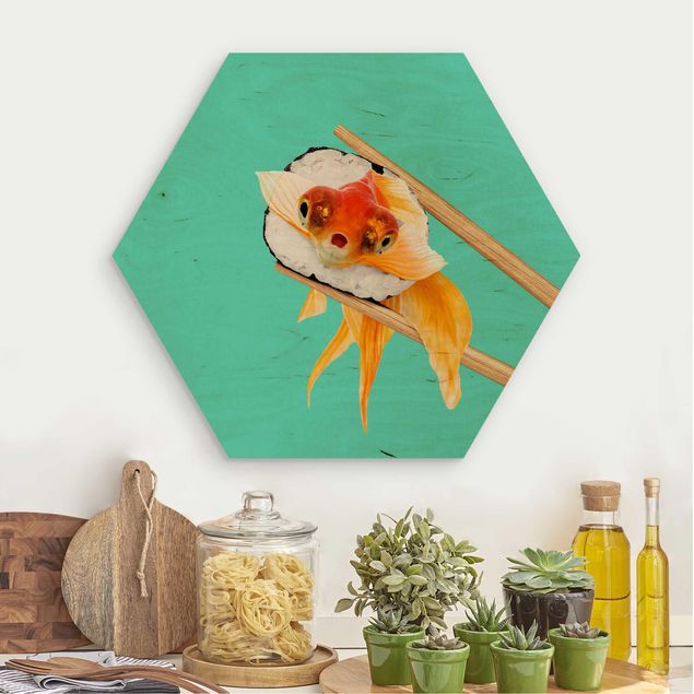 Láminas cuadros famosos Sushi With Goldfish