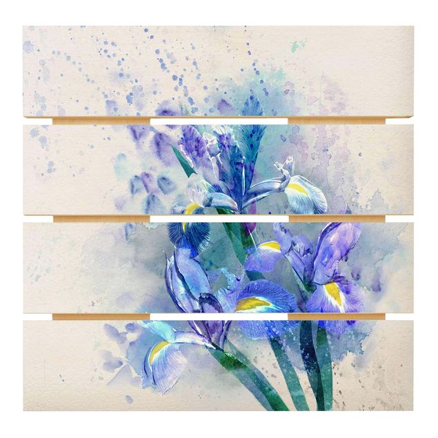 Cuadros de madera Watercolour Flowers Iris