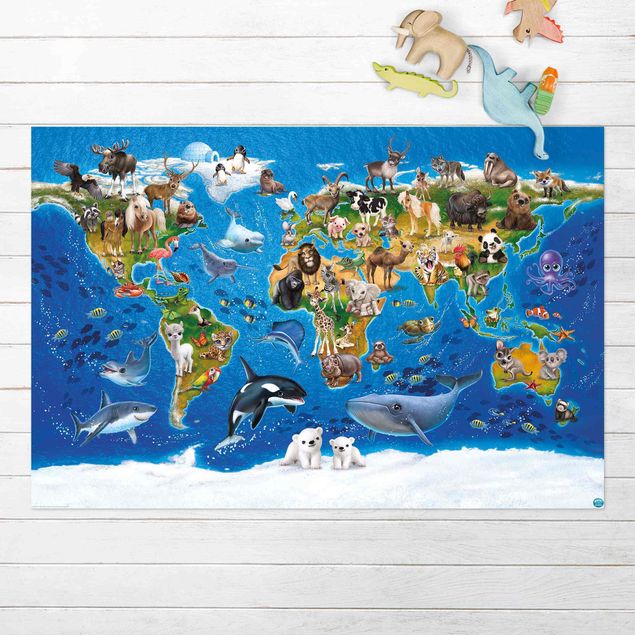 Alfombras para exterior Animal Club International - World Map With Animals