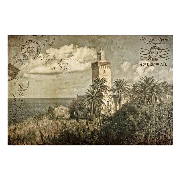 Cuadros de paisajes naturales  Lighthouse And Palm Trees - Vintage Postcard