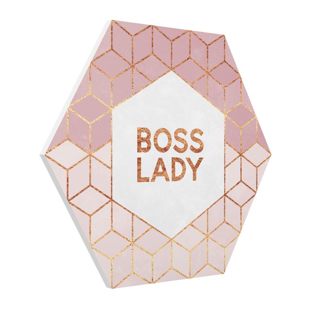 Cuadros con frases Boss Lady Hexagons Pink