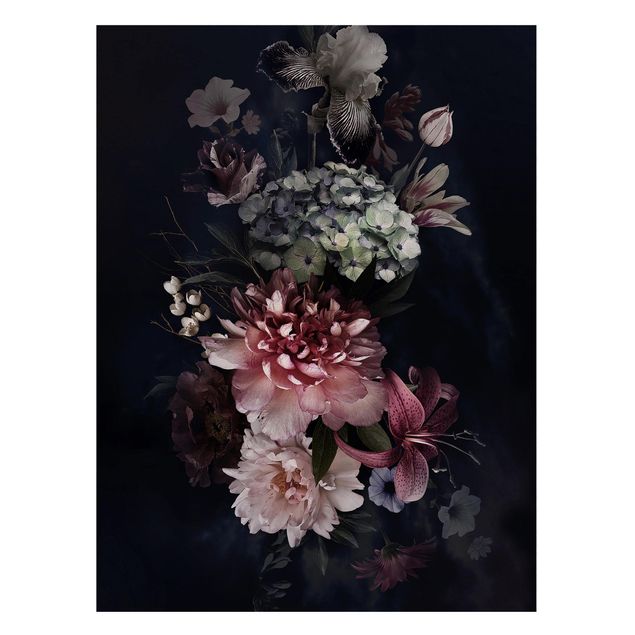 Tableros magnéticos flores Flowers With Fog On Black