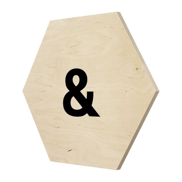 Hexagon Bild Holz - Buchstabe Weiß &