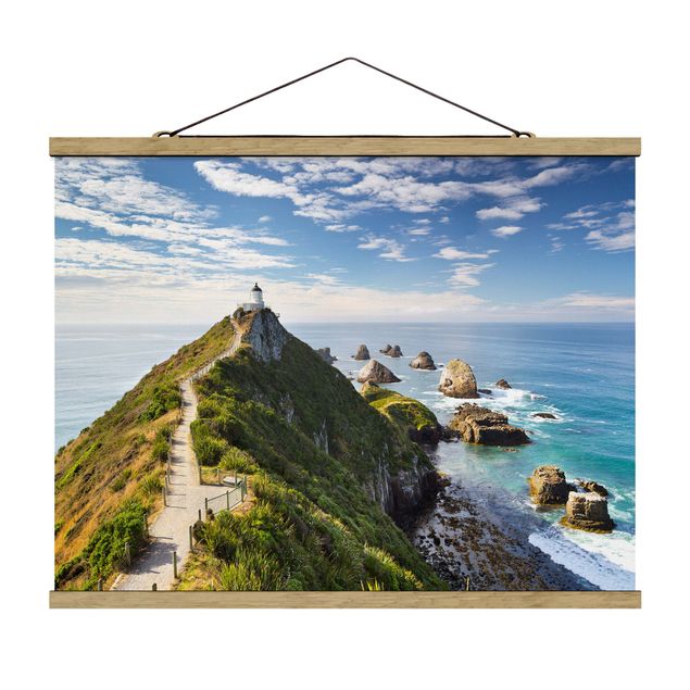 Cuadros playas Nugget Point Lighthouse And Sea New Zealand