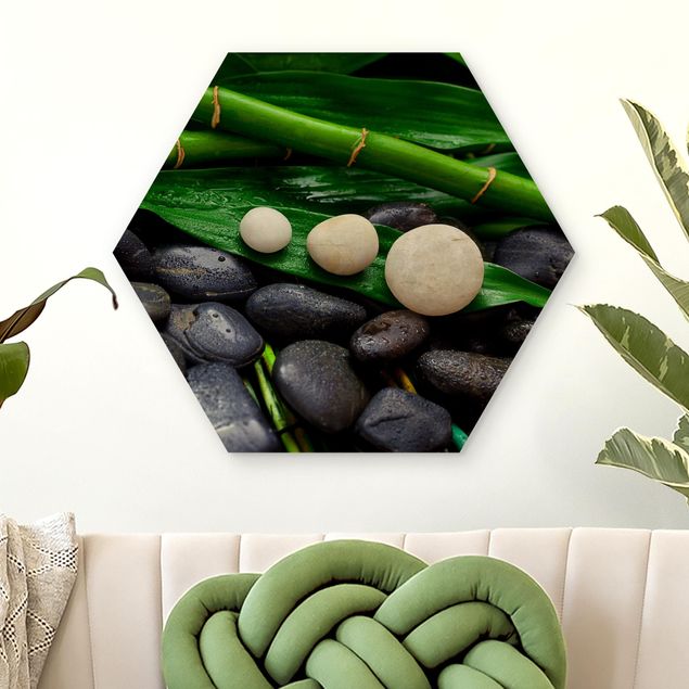 Decoración de cocinas Green Bamboo With Zen Stones