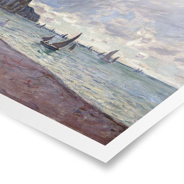 Cuadro con paisajes Claude Monet - Fishing Boats In Front Of The Beach And Cliffs Of Pourville
