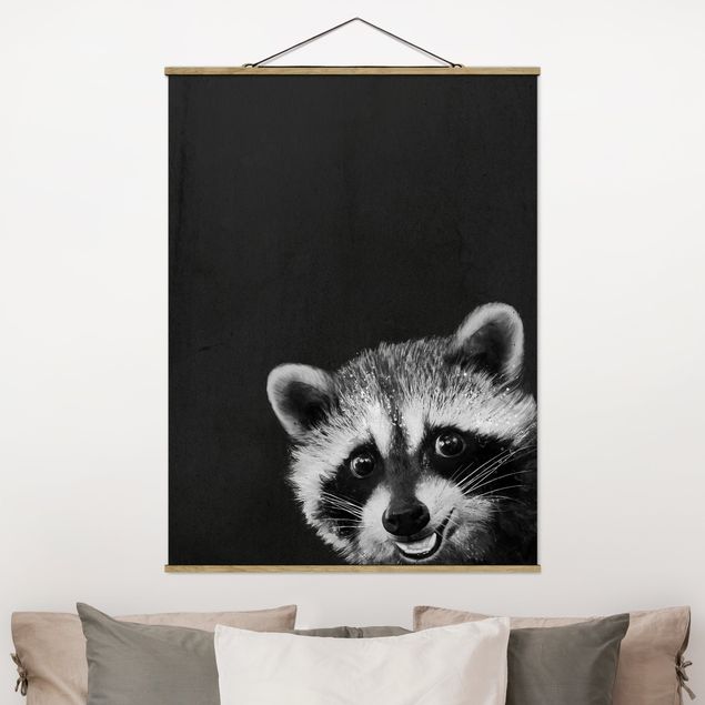 Cuadros de osos Illustration Racoon Black And White Painting