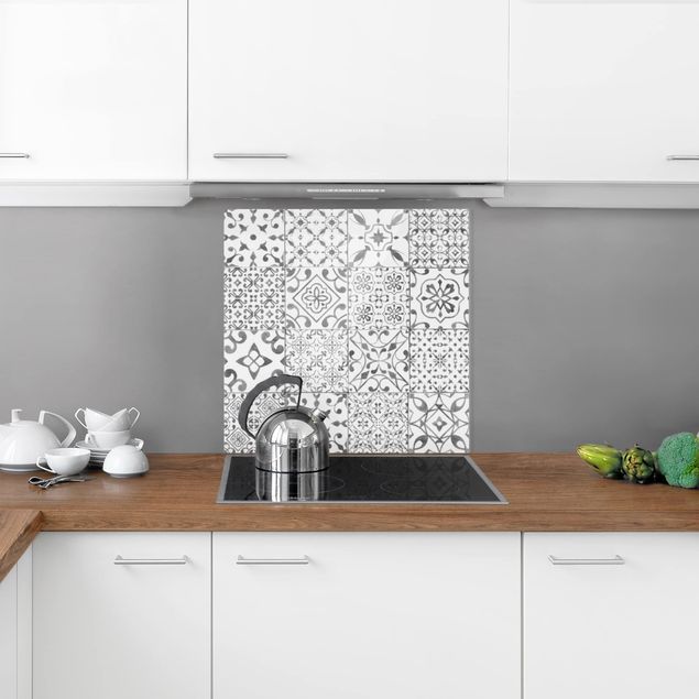 Panel antisalpicaduras cocina patrones Pattern Tiles Gray White