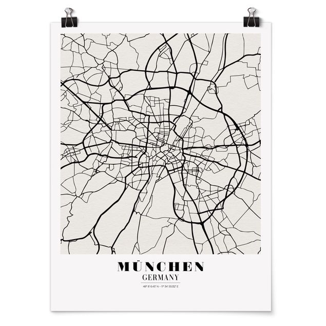 Lámina mapamundi Munich City Map - Classic