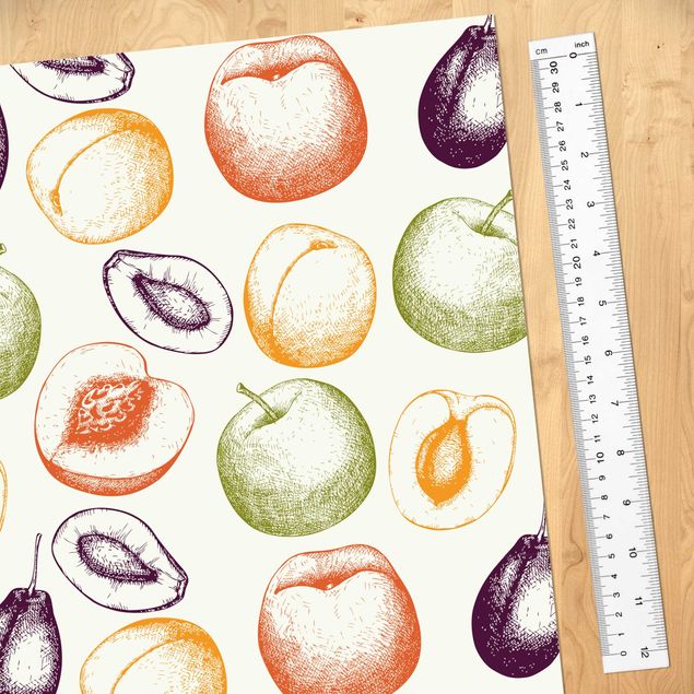 Láminas de vinilo Hand Drawn Fruit Kitchen Pattern