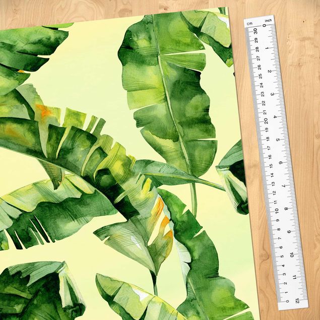 Papel adhesivo para muebles verde Banana Leaves Watercolour