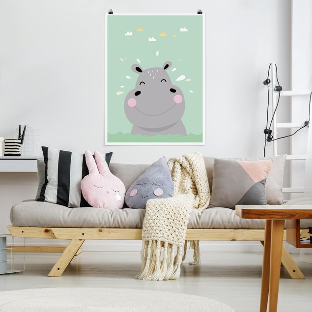 Póster animales The Happiest Hippo