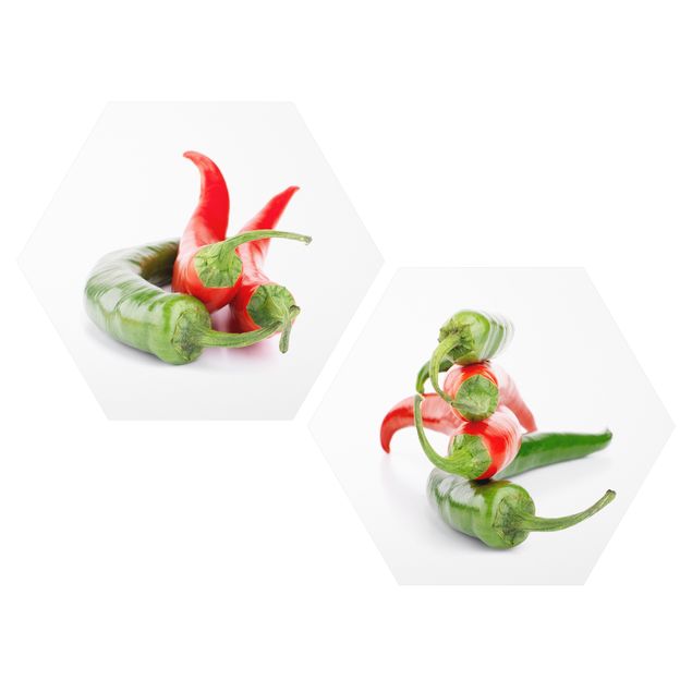 Cuadros tonos verdes Red and green peppers