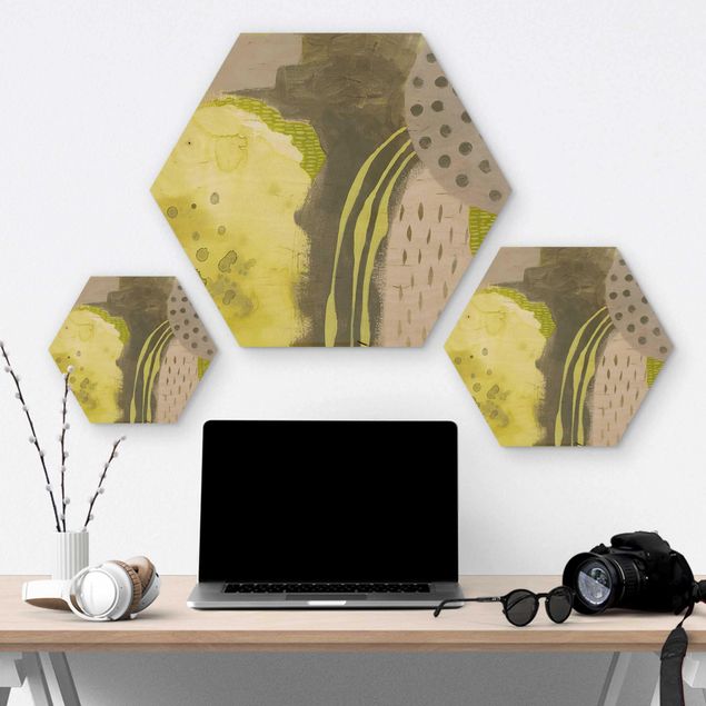 Hexagon Bild Holz - Sonnenflecken II