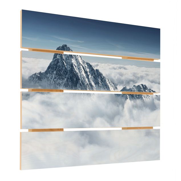 Holzbild - Die Alpen über den Wolken - Quadrat 1:1